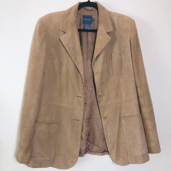VINTAGE Tan Goatskin Leather Blazer, Size M - Picture 2 of 4